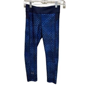 Under Armour Geometric Heat Gear Compression Leggings Blue Size XS